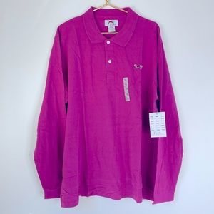 Retro Fox Wine Long Sleeve Polo Shirt Men’s Size XXL NWT